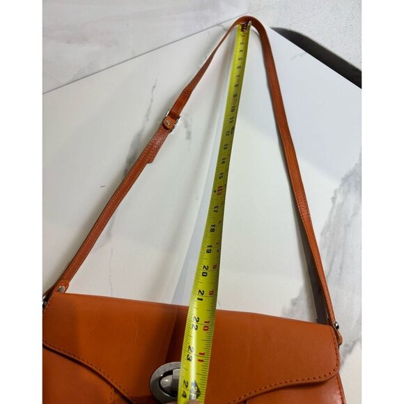 VTG Borse in Pelle Womens Orange Leather Shoulder Bag Crossbody Envelope Style - Picture 8 of 11